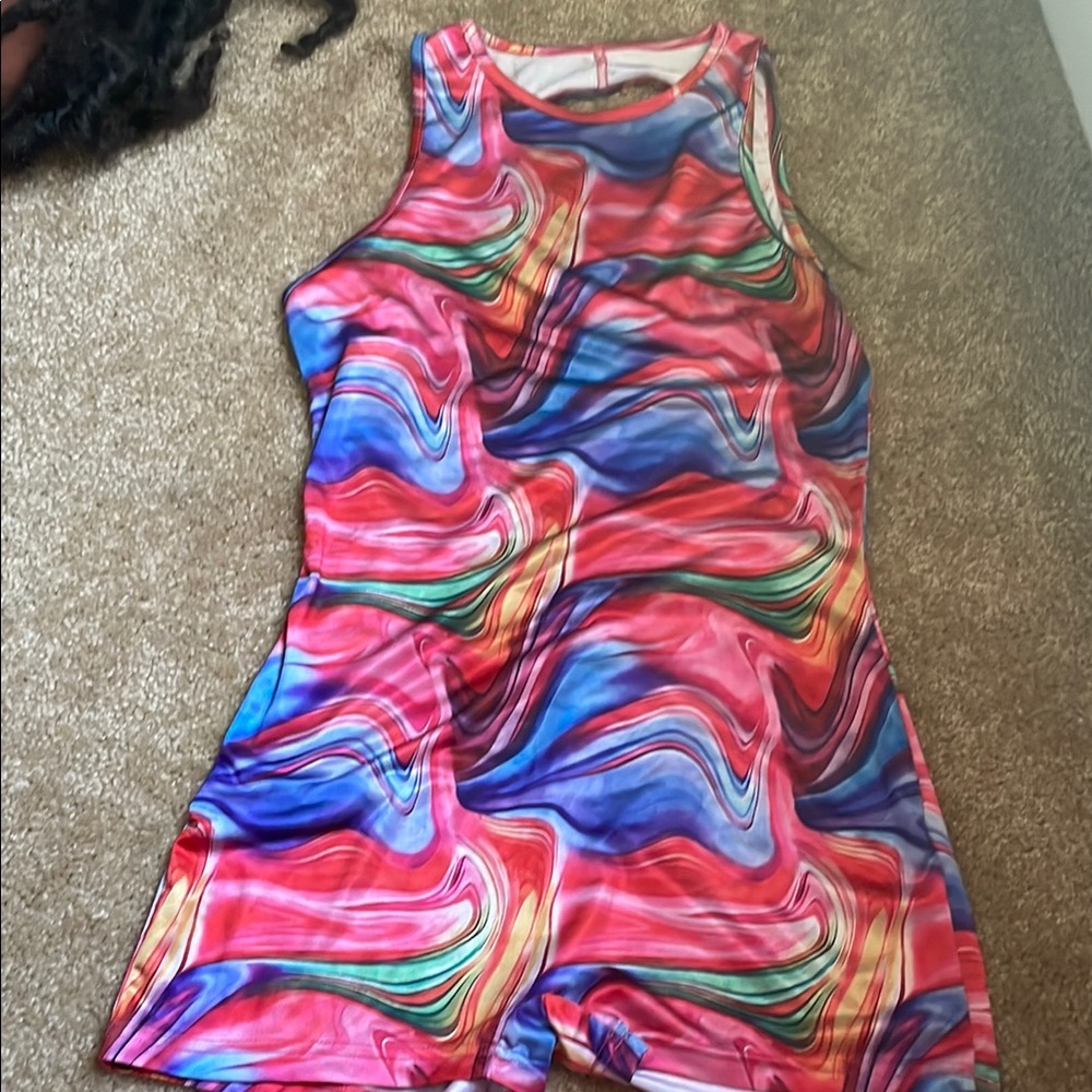 Colorful Swirl Pattern Sleeveless Romper